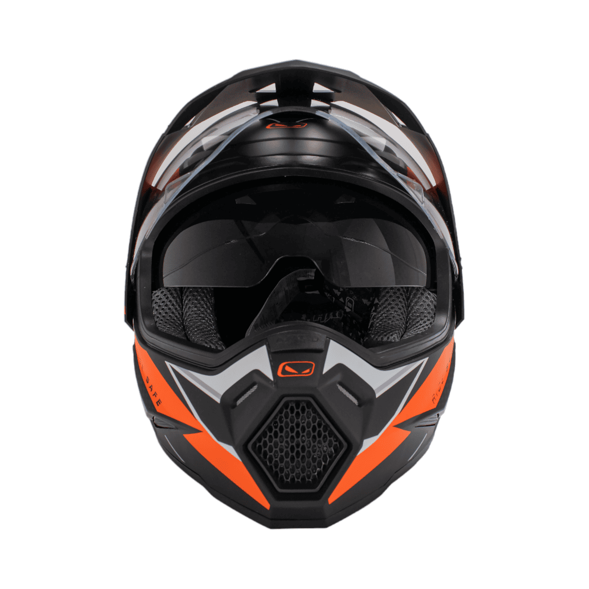 CASCO HRO - MX330DV NEGRO MATE/NARANJA DOBLE VISOR