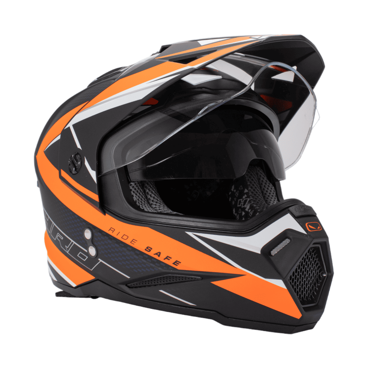 CASCO HRO - MX330DV NEGRO MATE/NARANJA DOBLE VISOR