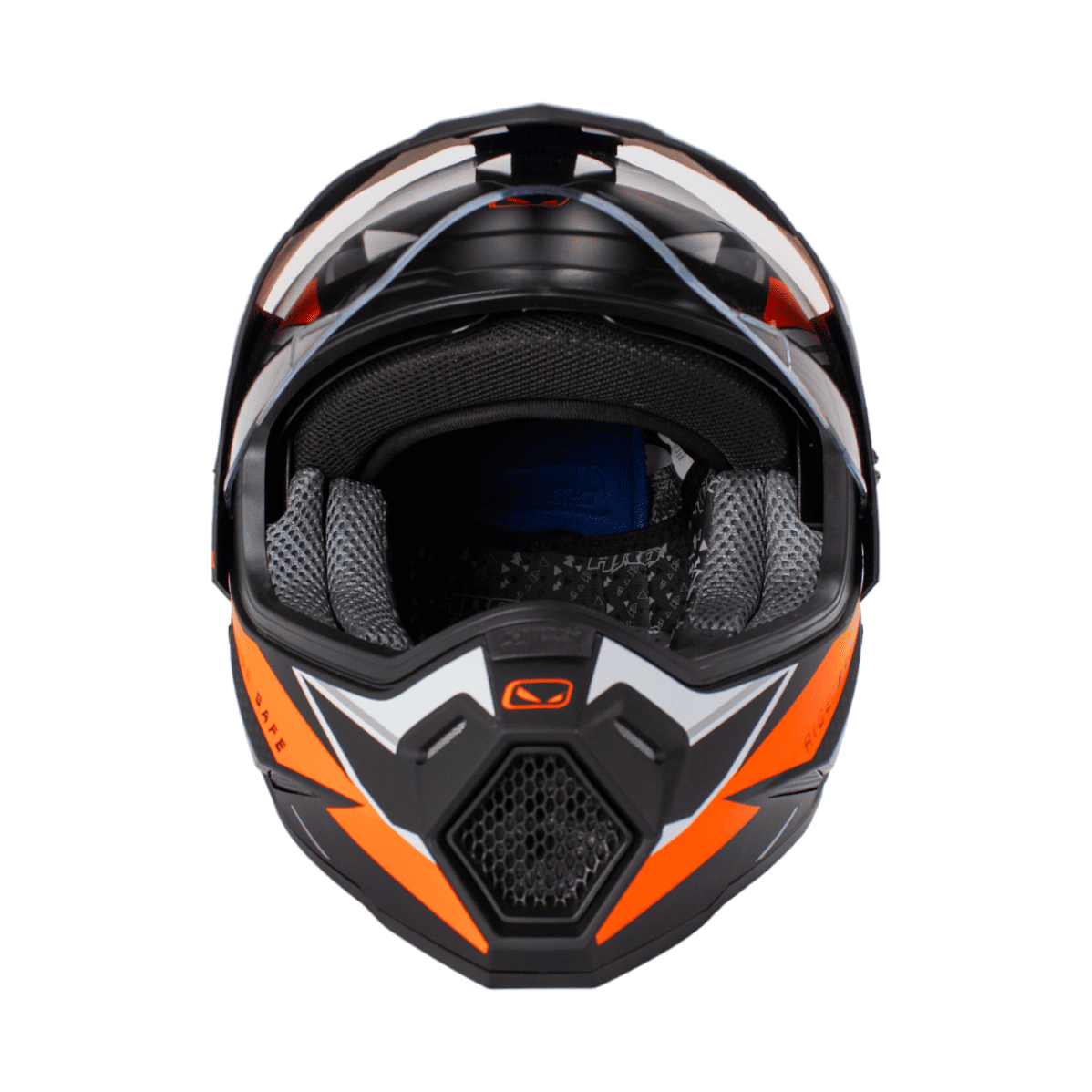 CASCO HRO - MX330DV NEGRO MATE/NARANJA DOBLE VISOR