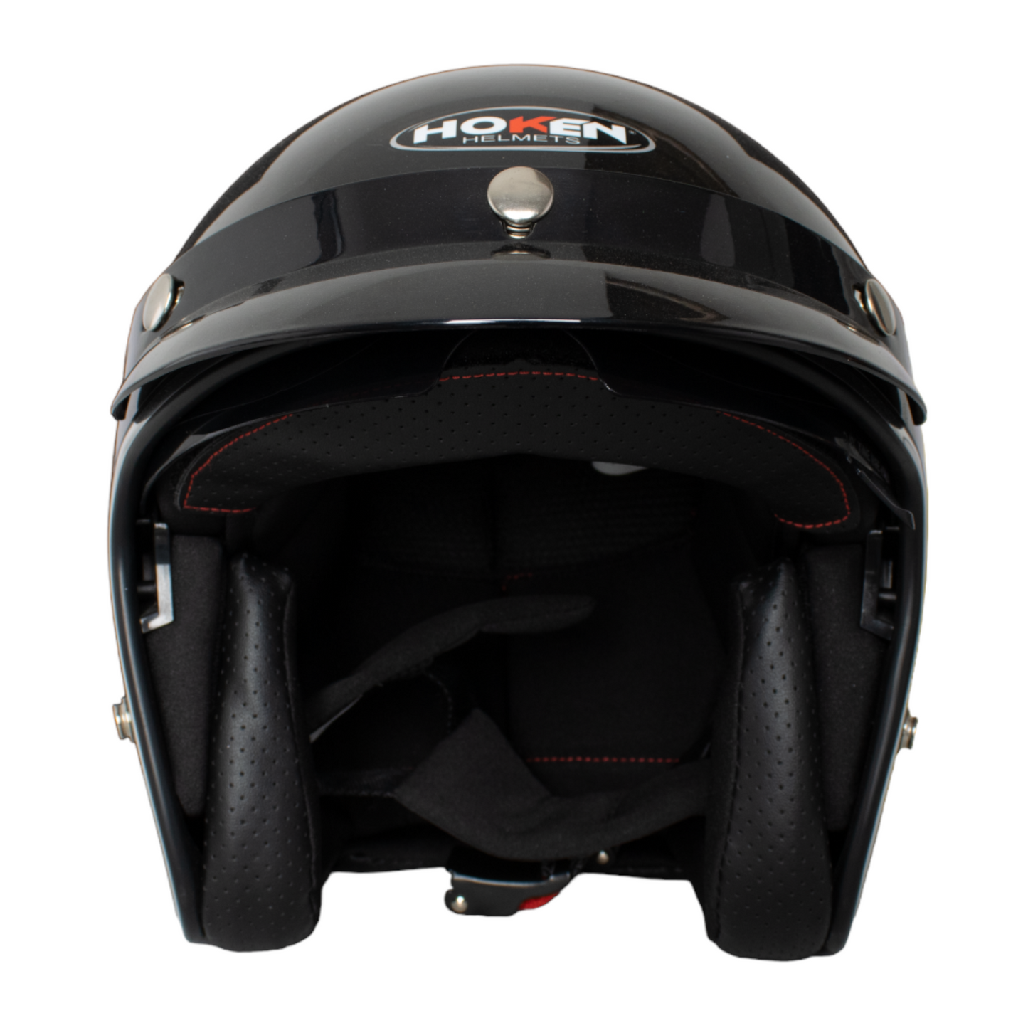 CASCO HOKEN OPEN FACE CLÁSICO - NEGRO BRILLANTE