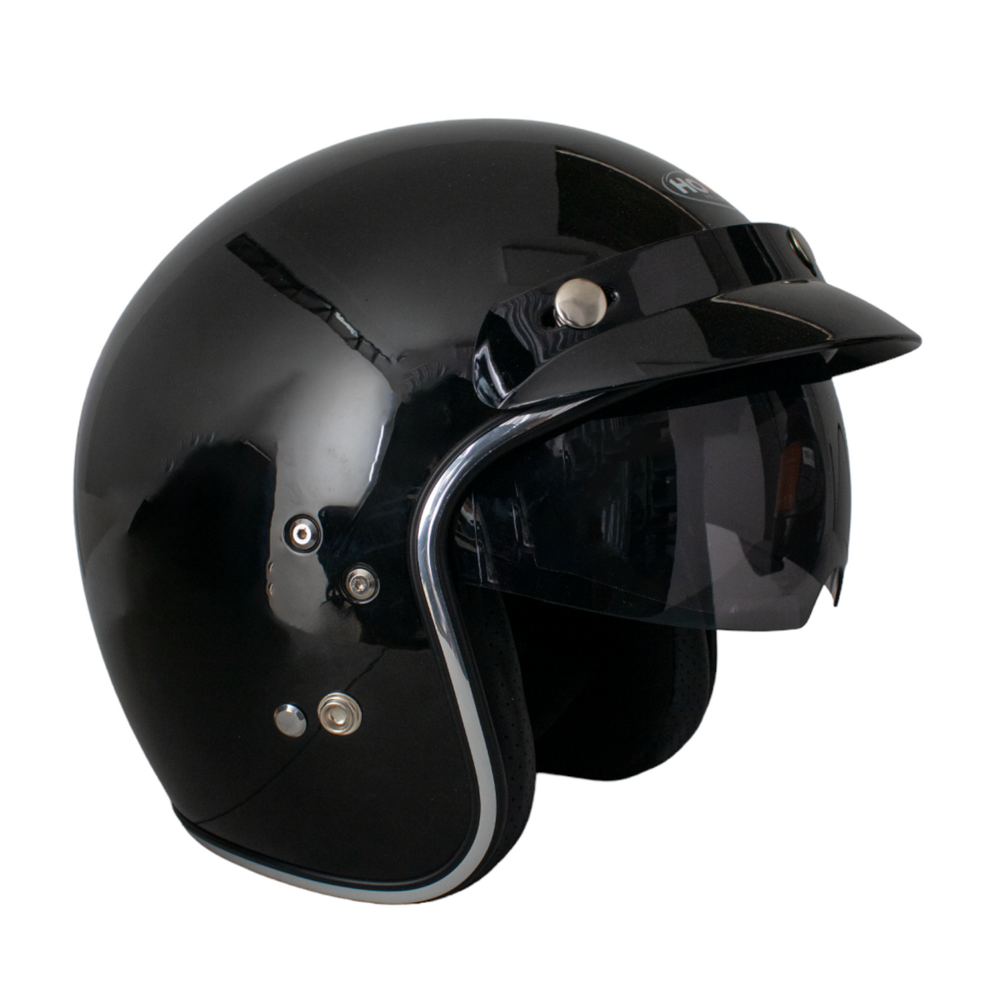 CASCO HOKEN OPEN FACE CLÁSICO - NEGRO BRILLANTE