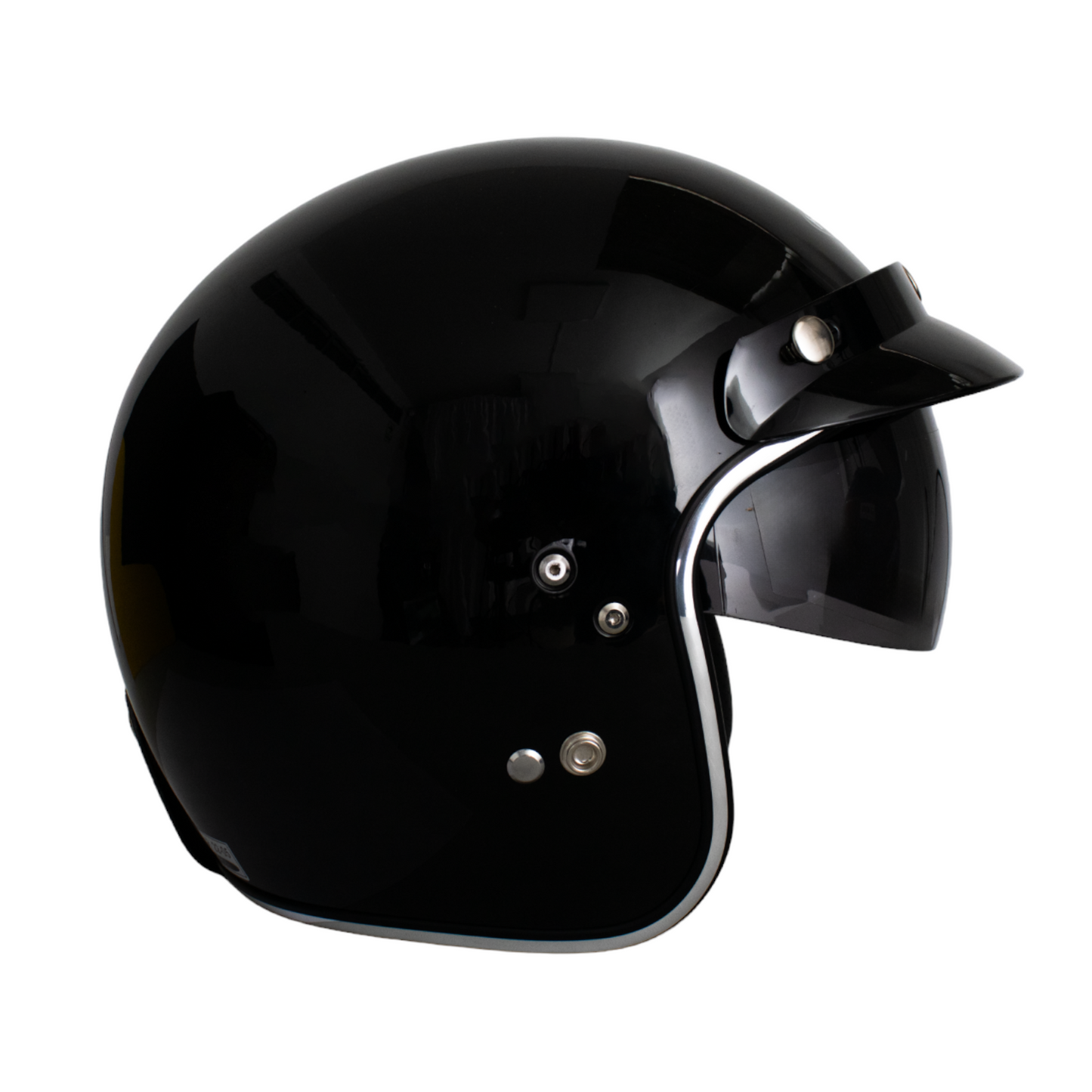 CASCO HOKEN OPEN FACE CLÁSICO - NEGRO BRILLANTE