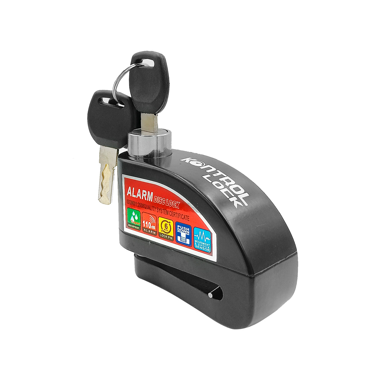 SEGURO DE DISCO PESADO C/ALARMA + PORTASEGURO NEGRO