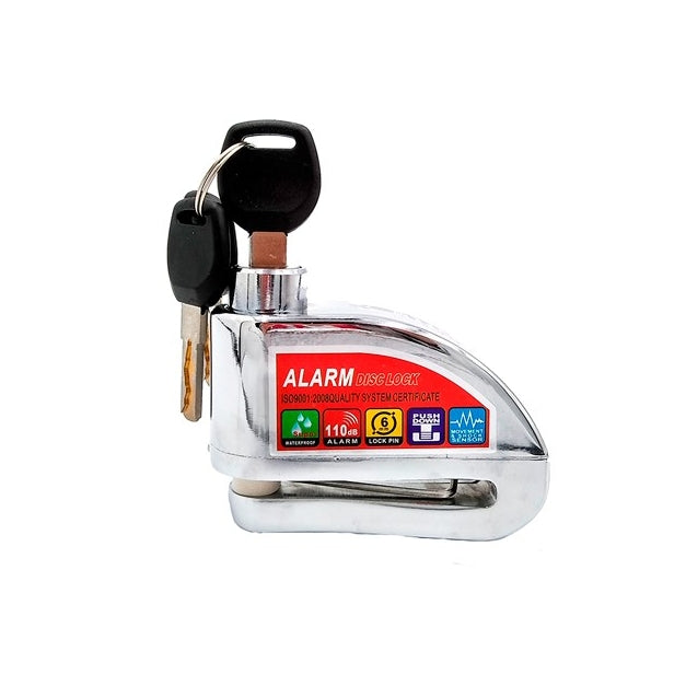 SEGURO DE DISCO PESADO C/ALARMA CROMADO