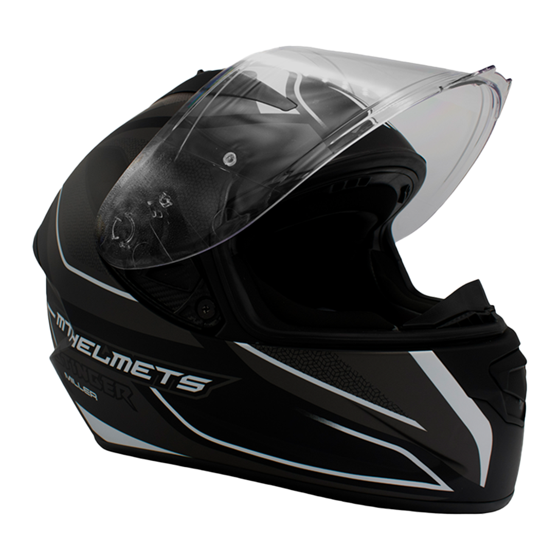 CASCO MT HELMETS STINGER V-12B MILLER NEGRO MATE/GRIS