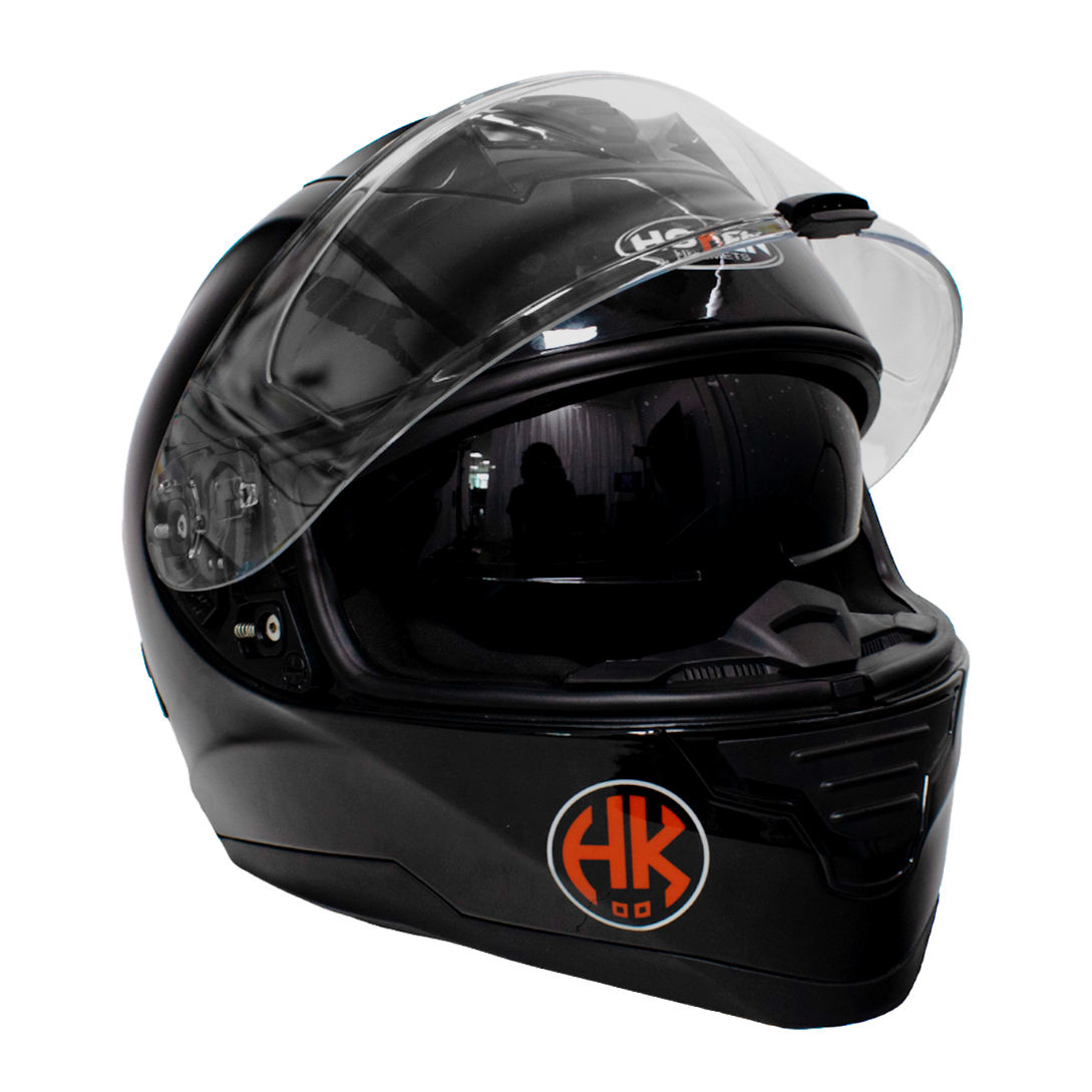 CASCO HOKEN MONOCOLOR CON LUZ LED - NEGRO BRILLO
