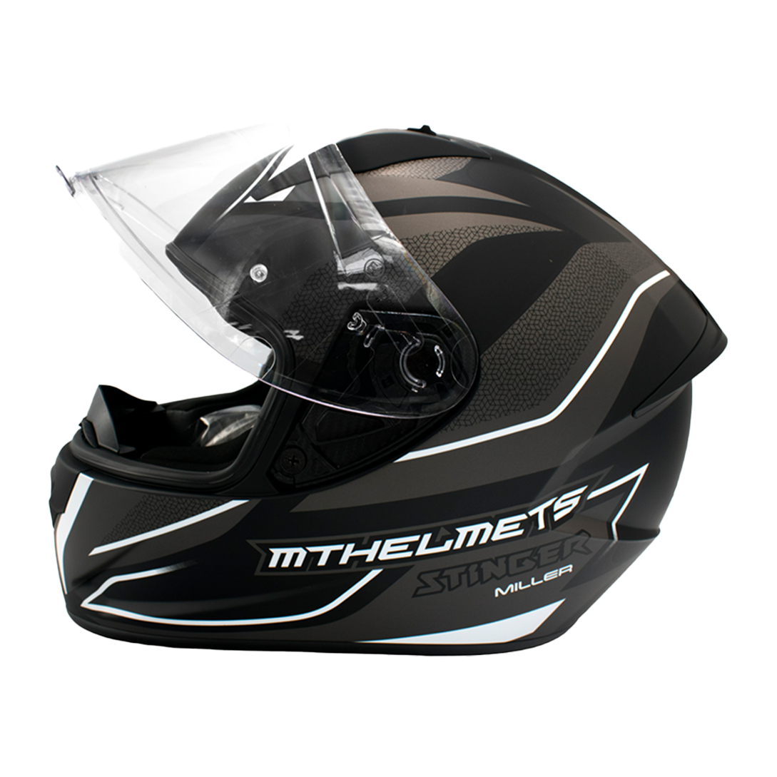 CASCO MT HELMETS STINGER V-12B MILLER NEGRO MATE/GRIS