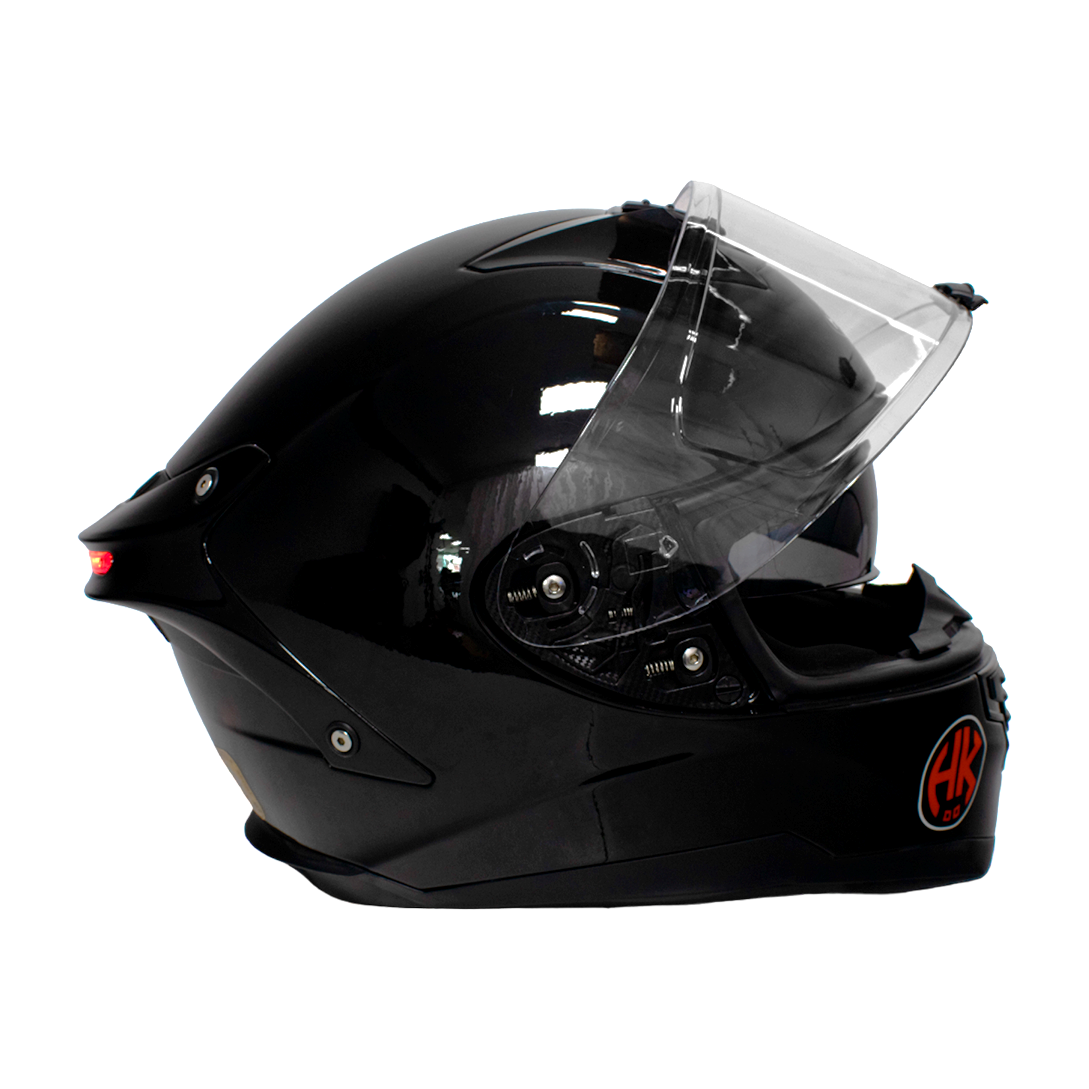 CASCO HOKEN MONOCOLOR CON LUZ LED - NEGRO BRILLO