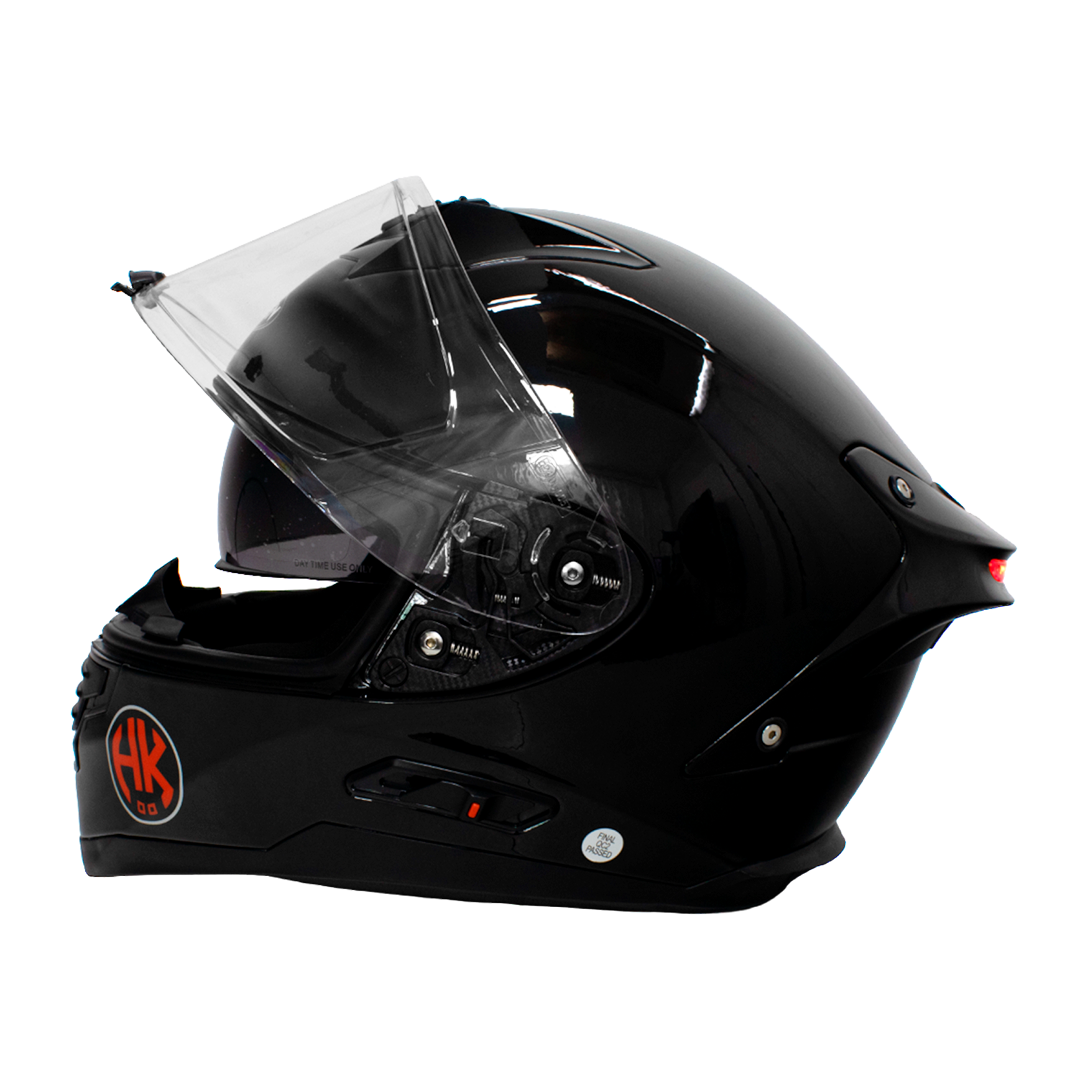CASCO HOKEN MONOCOLOR CON LUZ LED - NEGRO BRILLO