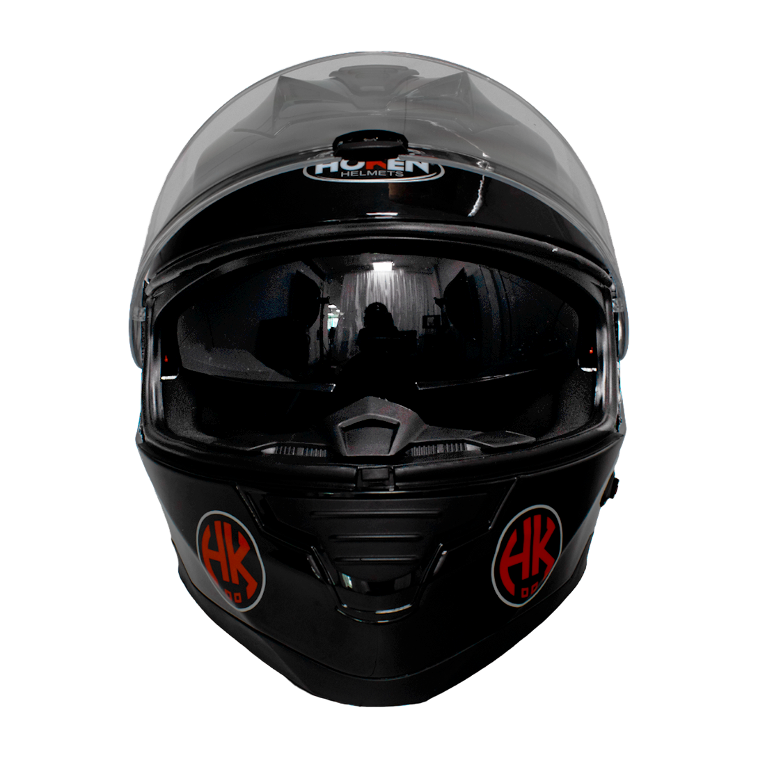 CASCO HOKEN MONOCOLOR CON LUZ LED NEGRO BRILLO Somos Moto